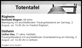 Anzeige von Totentafel vom 03.08.2019 von MGO