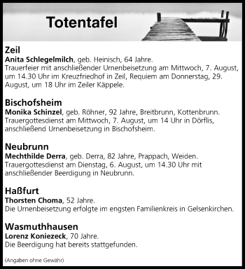 Anzeige von Totentafel vom 06.08.2019 von MGO