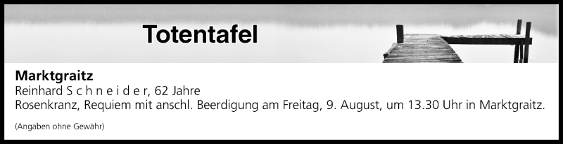  Traueranzeige für Totentafel vom 08.08.2019 vom 08.08.2019 aus MGO