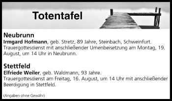 Anzeige von Totentafel vom 15.08.2019 von MGO
