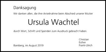Anzeige von Ursula Wachtel von MGO