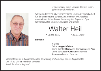 Anzeige von Walter Heil von MGO