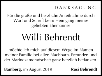 Anzeige von Willi Behrendt von MGO
