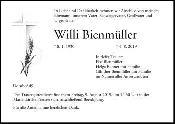 Anzeige von Willi Bienmüller von MGO
