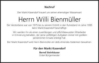 Anzeige von Willi Bienmüller von MGO