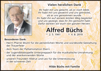 Anzeige von Alfred Büchs von MGO