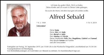 Anzeige von Alfred Sebald von MGO