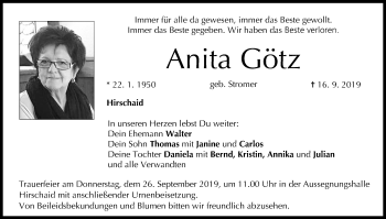 Anzeige von Anita Götz von MGO