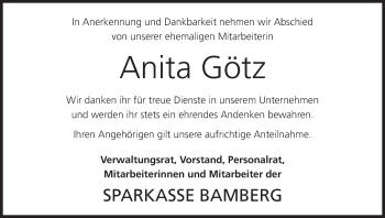 Anzeige von Anita Götz von MGO