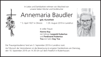 Anzeige von Annemaria Baudler von MGO