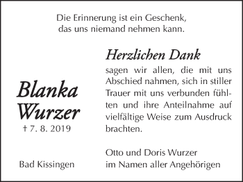 Anzeige von Blanka Wurzer von MGO