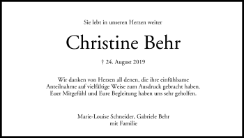 Anzeige von Christine Behr von MGO