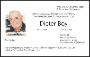 Anzeige von Dieter Boy von MGO