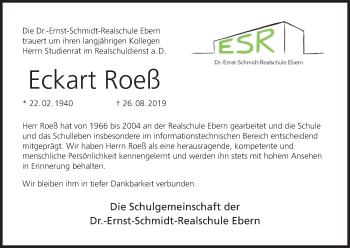 Anzeige von Eckart Roeß von MGO