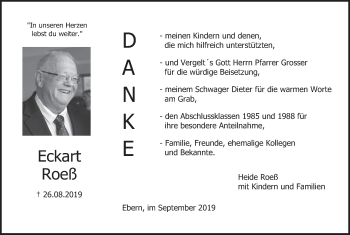 Anzeige von Eckart Roeß von MGO