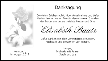 Anzeige von Elisabeth Bautz von MGO