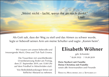 Anzeige von Elisabeth Wöhner von MGO