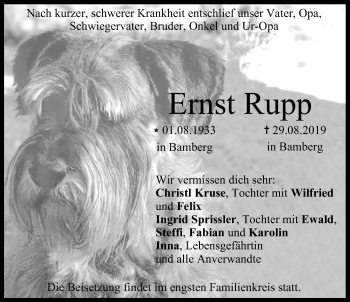 Anzeige von Ernst Rupp von MGO