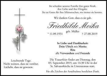 Anzeige von Friedhilde Moika von MGO