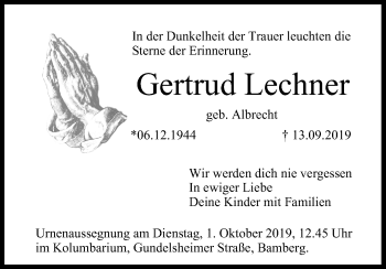 Anzeige von Gertrud Lechner von MGO