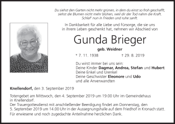 Anzeige von Gunda Brieger von MGO