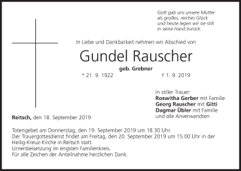 Anzeige von Gundel Rauscher von MGO