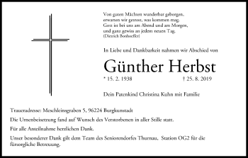 Anzeige von Günther Herbst von MGO