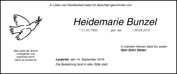 Anzeige von Heidemarie Bunzel von MGO