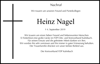 Anzeige von Heinz Nagel von MGO