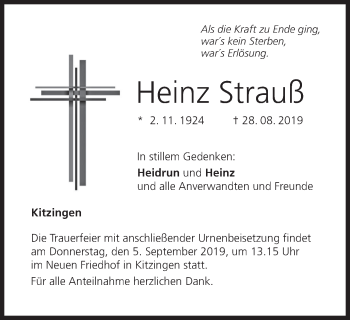 Anzeige von Heinz Strauß von MGO