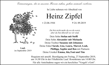 Anzeige von Heinz Zipfel von MGO