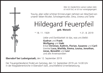 Anzeige von Hildegard Feuerpfeil von MGO
