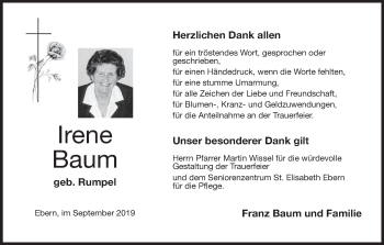 Anzeige von Irene Baum von MGO