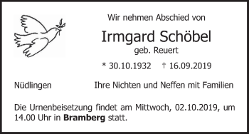 Anzeige von Irmgard Schöbel von MGO