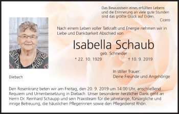 Anzeige von Isabella Schaub von MGO