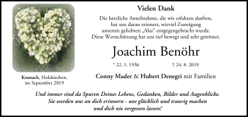 Anzeige von Joachim Benöhr von MGO