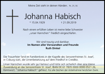 Anzeige von Johanna Habisch von MGO