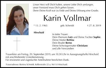 Anzeige von Karin Vollmar von MGO