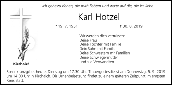 Anzeige von Karl Hotzel von MGO