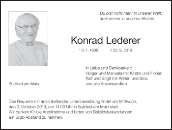 Anzeige von Konrad Lederer von MGO