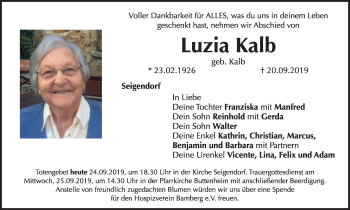 Anzeige von Luzia Kalb von MGO