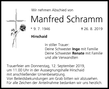 Anzeige von Manfred Schramm von MGO