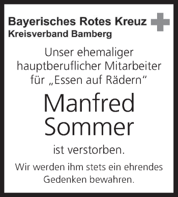 Anzeige von Manfred Sommer von MGO