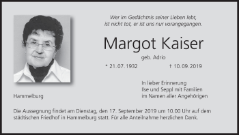 Anzeige von Margot Kaiser von MGO