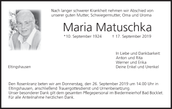 Anzeige von Maria Matuschka von MGO