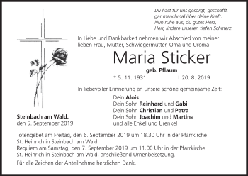 Anzeige von Maria Sticker von MGO