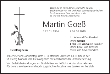 Anzeige von Martin Goeß von MGO
