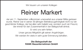 Anzeige von Reiner Markert von MGO
