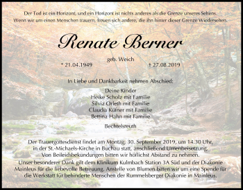 Anzeige von Renate Berner von MGO