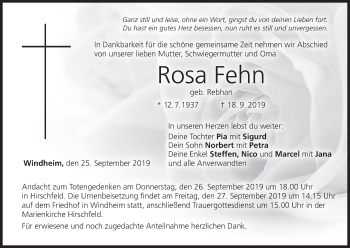 Anzeige von Rosa Fehn von MGO